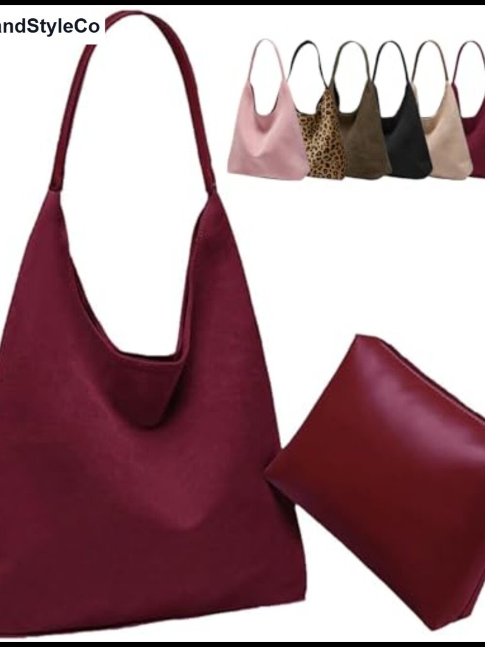 Large Faux Suede Slouchy Tote Bag Boho Work Travel Handbag for Women
